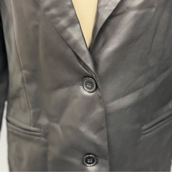 NWT Rebecca Minkoff Vegan Lambskin Leather Blazer Size M Black Single Breasted - Picture 6 of 12